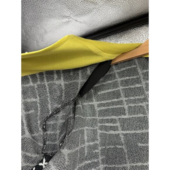 Ming Wang Chartreuse Black White Pattern Knit Jacket Career Cardigan Womens M - Picture 4 of 7